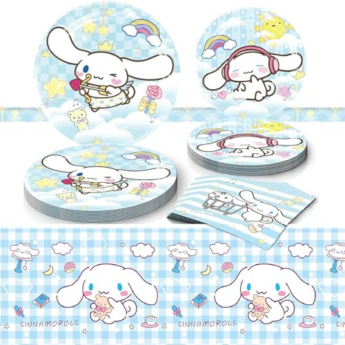 Vajilla decorativa, juego de vajilla de fiesta temática de cumpleaños infantil, vajilla para cumpleaños infantil o fiesta temática reutilizable (blanco)
