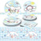 Vaisselle décorative, ensemble de vaisselle de fête à thème assiette anniversaire d'enfant, de vaisselle pour un anniversaire d'enfant ou une fête à thème Réutilisable (Blanc)