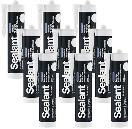 Hemway - Construction All-In-One Hybrid Polymer Sealant & Adhesive - Bright White | Anti-Mould, Waterproof & Paintable | 300 ml (9 Pack)