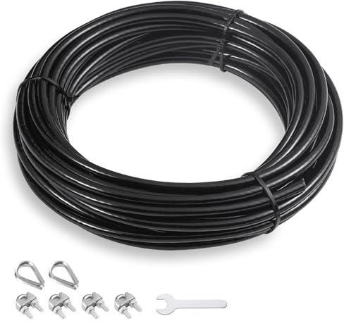 SERTT Replacement Cable for Pulley Cable Machine, Pulley Cable for DIY Home Gym, Wire Rope Length 32.8/65.6/98.4 Ft for Weight Lift Pulley System, Gym Steel Cable, Thick 5mm, TPU Coated