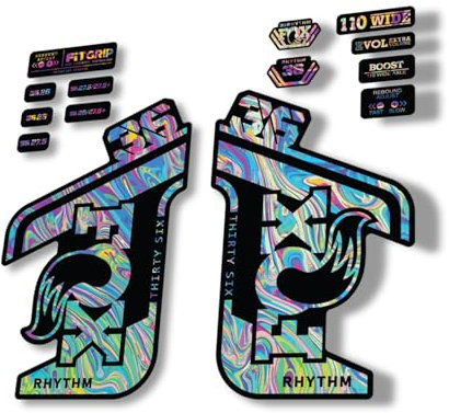 Autocollant de rechange pour fourche Fox 36 2021 Rhythm Series Oil Slick 1 (mat)