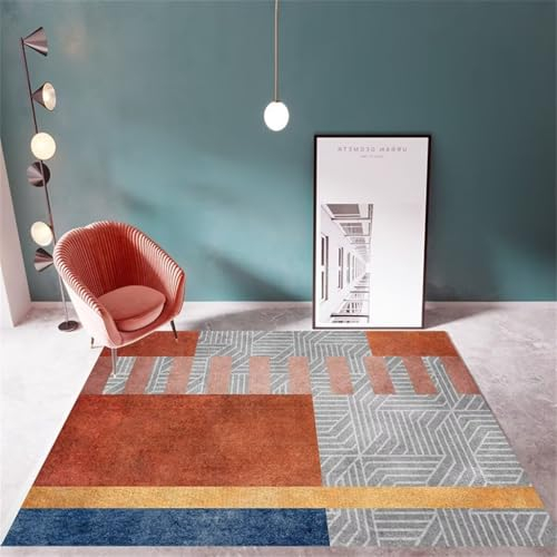 RUGMRZ Mädchen Teppich Kinderzimmer Zimmer Teppich Rechteckiger Teppich Für Den Flur, Grau-Orangefarbener Teppich, Maschinenwaschbar Teenage Boys Schlafzimmer Dekoration 120X160Cm 3Ft 11.2''X5Ft 3''