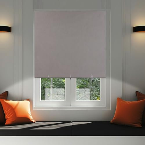 Blackout Blinds Stick on No Drill Cut to Size Roll up Adjustable Window Blind Self Adhesive Portable Temporary Black Out Curtains for Bedroom Kitchen Bathroom Windows French Doors
