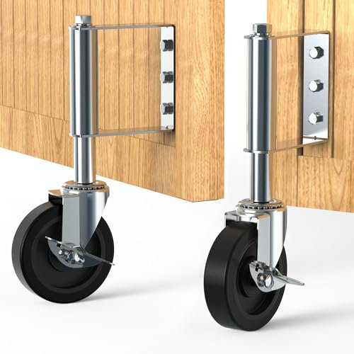 HOLKIE Torrolle 100mm mit Federbelastung, Rad mit Robuster Federung, Perfekt für Holztore, Zäune und Gartentor, Schwerlast-Torräder, Drehbare Torrolle, Belastbarkeit 100 Kg Silber(2er-Satz)