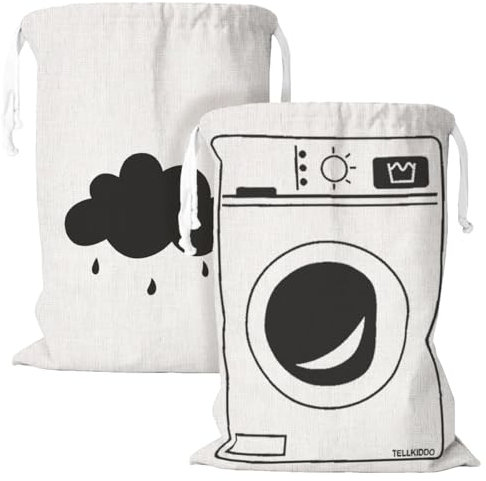 2 Stück Wäschesack Reise Schmutzwäsche Baumwolle Mit Kordelzug, 60 X 50cm Wäschebeutel Schmutzwäsche Groß Schmutzwäschebeutel Aufbewahrungstasche, Wiederverwendbar Und Maschinenwaschbar, Wolke
