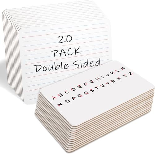 GBACHOOSE 20 Stück Whiteboard A4, Whiteboard Doppelseitig mit Linien und Blanko, 22 x 30 cm Mini Whiteboard, Whiteboard Klein A4 Tragbar, Schreibtafel Abwischbar für Zuhause, Büro, Schule