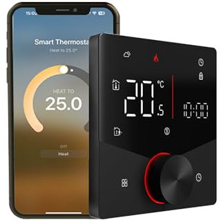 Qiumi Matter Termostato Intelligente per Caldaia Gas/Acqua Individuale Riscaldamento funziona con Alexa Google Home Homekit Apple Home, Contatto Secco 5A 95~240V AC