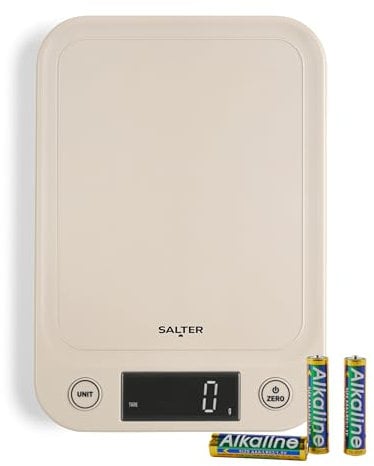 Salter Digital Küchenwaage - elektronische Waagen für Flüssigkeiten und Flüssigkeiten, einfach lesbare Display mit Hintergrundbeleuchtung, 5kg Kapazität, Batterien im Lieferumfang enthalten