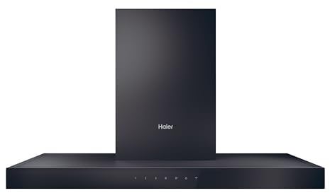 Haier I-Link HATS9CBS4BWIFI - Campana Extractora de Pared 90cm, WIFI, Potencia 701 m3/h, 270W, 5 Velocidades, 64 db, Filtros carbón, 3 Filtros Antigrasa, Luz LED, Negro con frontal Inox