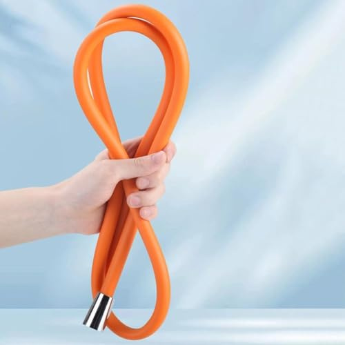 Duschschlauch, 1,5 m hochtemperaturbeständiger Silikon-Brauseschlauch, Knickschutz und auslaufsicher, Duschkabel für Badezimmer, Orange