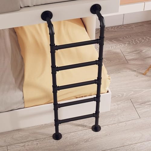 Kellerfensterbrunnen-Ausstiegsleiter, Brandschutz-Kletterleiter, Dachbodenleiter aus schwarzem Schmiedeeisen für Dachboden, Schlafsaal, Bibliothek, Etagenbett, Deck – Traglast 330 Pfund(130cm/51in)