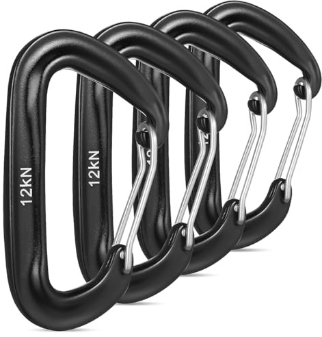 Happyyami 4 Stück Karabinerhaken 12 Kn D-Förmige Schnappkarabiner Aus Aluminiumlegierung Karabinerhaken Hohe Belastbarkeit Für Camping Ausrüstung Zelte Wandern Klettern Schlüsselanhänger