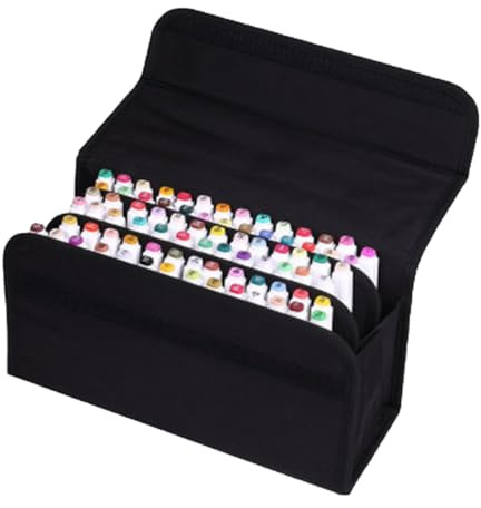 NUOBESTY Slots Marker Aufbewahrungstasche Tragbare Organizer Für Kunst Büro Und Make-up Schwarz Mit Abnehmbarem Schultergurt Für Unterwegs Und Reisen
