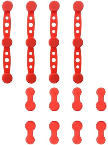 4PS Air Fryer Magnetic Silicone Buckle Set for Parchment Paper, Kitchen Accessory with Long and Short Clips (Red)