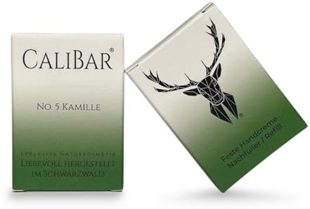 Calibar No.5 Kamille - Feste Handcreme - Handbalsam - Nachhaltig ohne Plastik - Für trockene und rissige Hände - Natürlicher Schutz - (36g Nachfüller)