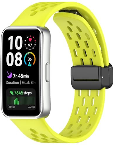 GIOPUEY Cinturini Compatibile con Huawei Band 10/9/8, Morbido silicone Cinturino [Resistente All'usura] [Traspirante] - lime colored
