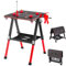 COSTWAY 2-in-1 Folding Workbench, 8 Adjustable Height Work Table & Sawhorse with 2 Quick Clamps, 4 Clamp Dogs & Tool Tray, Flip-Top Workstation Tool Stand, 450kg Capacity (Red, 70 x 65 x 60-91cm)