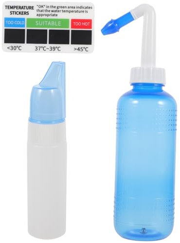 SHERCHPRY 1Set Bottiglie per Lavaggio Nasale con Spray Ipertonica per Nasale Quotidiana Include Termometro Adesivo per Adulti