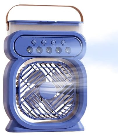 Rechargeable Misting Fan, Portable Air Conditioner Fan with Mist, 7 Colors Night Light 3 Wind Speeds 450ml Water Tank Cooling Electronics for Camping, Beach, Cruise