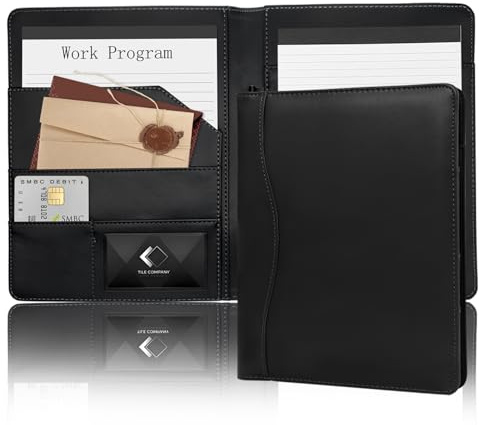 Portfolio A5 Konferenzmappe, weiches Leder, Padfolio, 12,7 x 20,3 cm, Mini-Business-Ordner, legales Schreiben, Notizblock, Junior-Größe, Dokumenten-Organizer für Geschenk, Kinder, Männer, Frauen