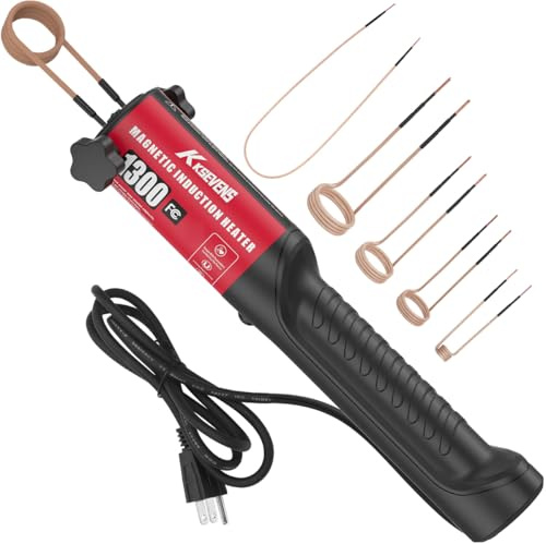 Induction Heater Bolt Removal,1300W 110V Hand Held Magnetic Induction Heater Tool with 5 Coils,Red