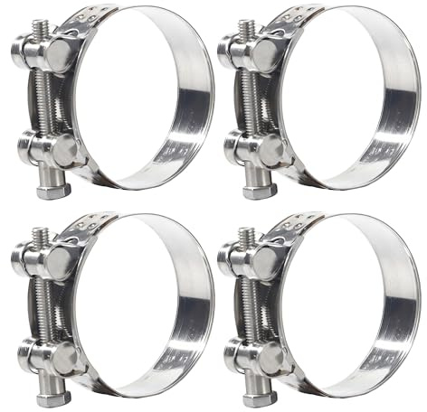 Colliers de Serrage à Boulon en T, 68-73mm Collier d'échappement Universel pour Voitures et Motos, 304 Acier Inoxydable Colliers de Manchon (4 Pièces)