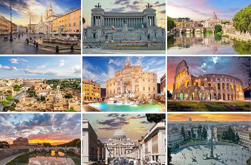 Postkarten-Set Rom / Italien - 9 Karten / Ansichtskarten / Grußkarten | Fotos Bilder vom Kolosseum Trevi Brunnen Petersdom Vatikan Engelsburg Forum Romanum Piazza Navona