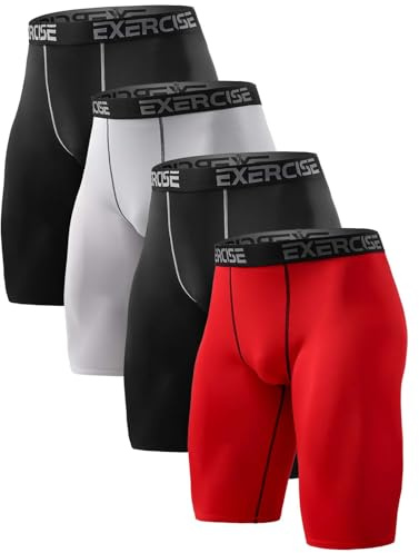 ATTIQOZI 4 Pack Herren Kompressionsshorts Atmungsaktive Base Layer Unterziehhose Herren Fußball Männer Schnelltrocknendes Laufunterwäsche für Baseball Gym Lauftraining