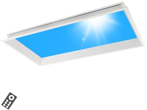 WUCIOA Luz natural de día con cielo azul, lámpara de techo con tragaluz artificial y control remoto, instalación empotrada, temperatura de color ajustable, para habitaciones(300x600mm)