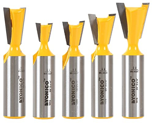 Yonico 14520 5 Bit Dovetail Router Bit Set 1/2 Shank