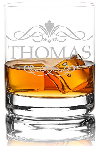 polar-effekt Whiskyglas Personalisiert 320 ml Trink-Glas für Whiskey, Rum und Scotch - Geschenk-Idee für Männer - Motiv-Gravur Ornament
