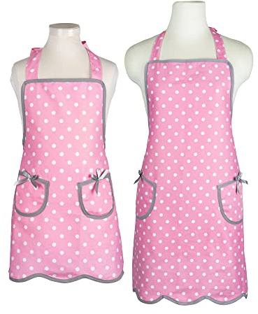 NEOVIVA Küchen Schürze für Frauen mit Taschen, Doppellagige Latzschürze zum Kochen, Backen, Grill und Gartenarbeit