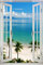 Poster Fenster zum tropischen Palmenstrand - Größe 61 x 91,5 cm - Maxiposter