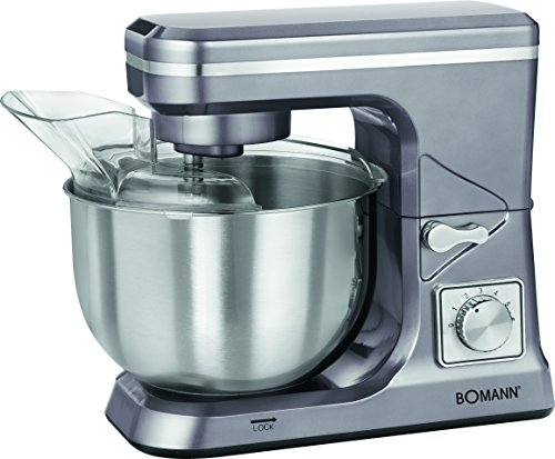 Bomann KM 1393 CB potente Impastatrice, 1000 W, 8 livelli di velocità, 5 l ciotola in acciaio inox, erogatore orientabile braccio multifunzione titan