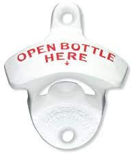 Wand-FlaschenöffnerOPEN BOTTLE HERE orig. STARR-X in weiß, USA