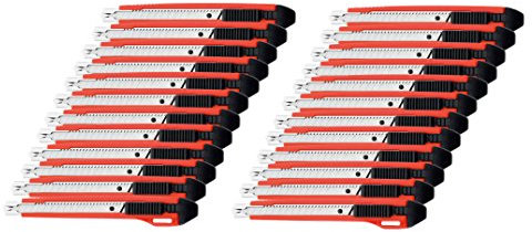 Westcott cutter e-84001 00 premium lame 9 mm, boîtier en plastique (lot de 24)-noir/rouge