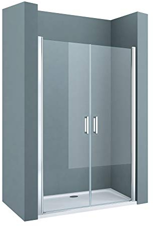 doporro Double porte de douche transparent 105cm Paroi de douche à l'italienne autolevante pivotante 105x195cm Teramo24 verre ESG Nano anti-calcaire