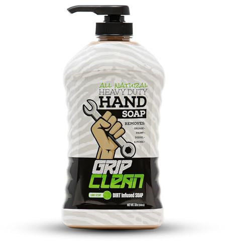 Grip Clean | Hand Cleaner for Auto Mechanics Heavy Duty Pumice Soap, DirtInfused Hand Soap Absorbs GreaseOil, Stains, Odors & More. All Natural Soap with Moisturizing Ingredients. Lime Scented