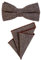 DonDon Herren Fliege 12 x 6 cm gebunden längenverstellbar und Einstecktuch 23 x 23 cm farblich passend aus Baumwolle braun beige