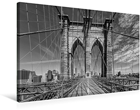Paroi textile haut de gamme 75 cm x 50 cm paysage New York CITY Brooklyn Bridge