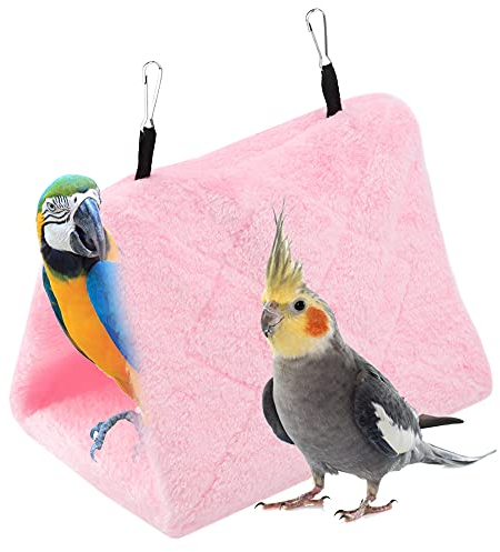 TOPINCN Pfingstrose Papagei Hängematte Vogelnest Warme Weiche Plüsch Hängematte Hängen Käfig Zelt Winter Warme Bett Haustier Spielzeug Baumwolle(M-Rosa)