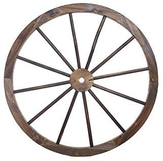 Large 90cm Diameter Ornamental Wooden Garden Cart Wagon Wheel Wood Cartwheel