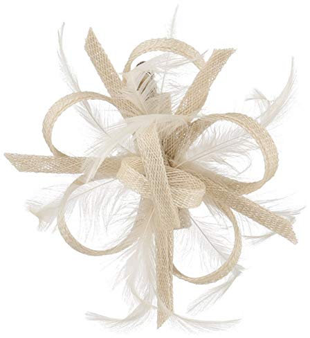 McBURN Clip Fascinator Haarschmuck Kopfschmuck Anlasshut Damen - Made in Italy Sommer Frühling-Sommer - One Size Hellbeige