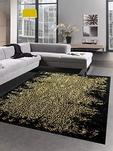 CARPETIA Teppich Wohnzimmer Designerteppich Ornamente schwarz Gold Größe 120x170 cm