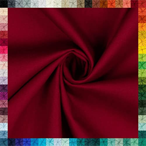 VmG-Store Baumwollstoff Uni 100% Baumwolle Oeko-Tex Meterware ab 50cm über 70 Farben zur Auswahl (041 Weinrot, 50 x 148cm)