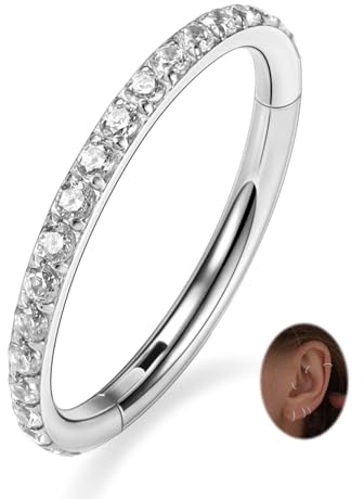 Opal CZ Conch Hoop Ring Septum Schmuck Türkis Nahtloser Clicker Ring Daith Ohrringe Chirurgischer Stahl Turm Tragus Conch Piercing Schmuck Kleiner Hoop Ohrring Nasenring 20G 18G 16G 14G 12G