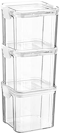 Argon Tableware Food Storage Containers - 700ml - White - Pack of 3 - Clear Airtight Reusable Stackable Freezer Storage Meal Prep Container Lunch Tupperware Box with Clip-Lock Lid