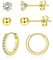 Josfeva Creolen Silber 925 Damen Ohrstecker Ohrringe, 925 Sterling Silber Ohrstecker Creolen Ohrringe Set, 3 Paare Gold Klein Schlafen Ohrstecker Creolen Ohrringe Set, 5mm Ohrstecker & 14mm Creolen
