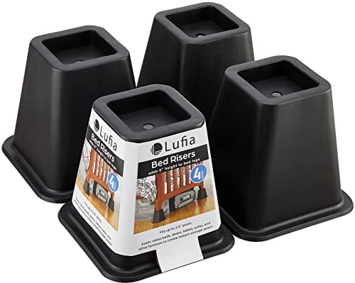Lufia Alza per Mobili da Letto e Tavolo, Set di 4 Alzate da Letto da 15 cm Heavy Duty per Divano, Sedia o Scrivania (Nero)