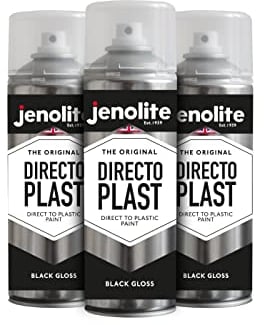 JENOLITE Directoplast Glanz-Sprühfarbe | SCHWARZ | 3x400 ml | Sprühfarbe für zahlreiche Oberflächen | Für alle Kunststoffarten | Keine Grundierung erforderlich | RAL 9005